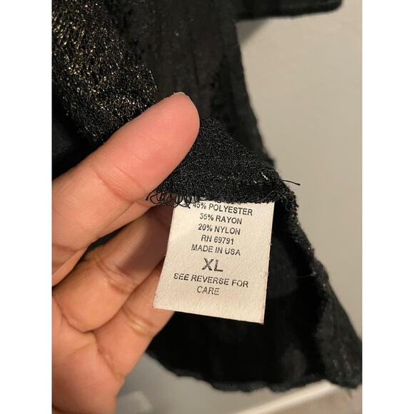 Vintage Studio VK Kimono Womens XL Black Green Open Front Boho Floral Velvet USA - Picture 3 of 8